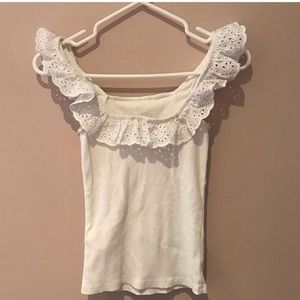 White frill tank top /off shoulder